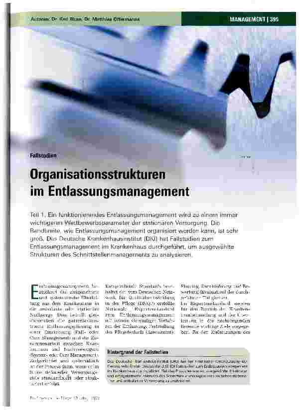 Vorschauseite 1: Organisationsstrukturen im Entlassungsmanagement
