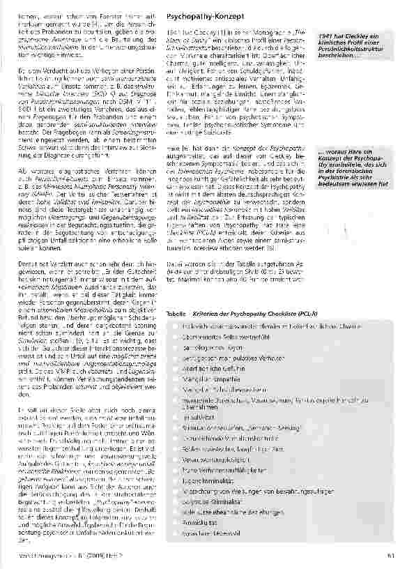 Vorschauseite 3: Unfall, Haftpflicht, Psychische Erkrankungen, BegutachtungDie Bedeutung des „Psychopathy-Konzeptes in der Begutachtung von psychischen Unfallschäden