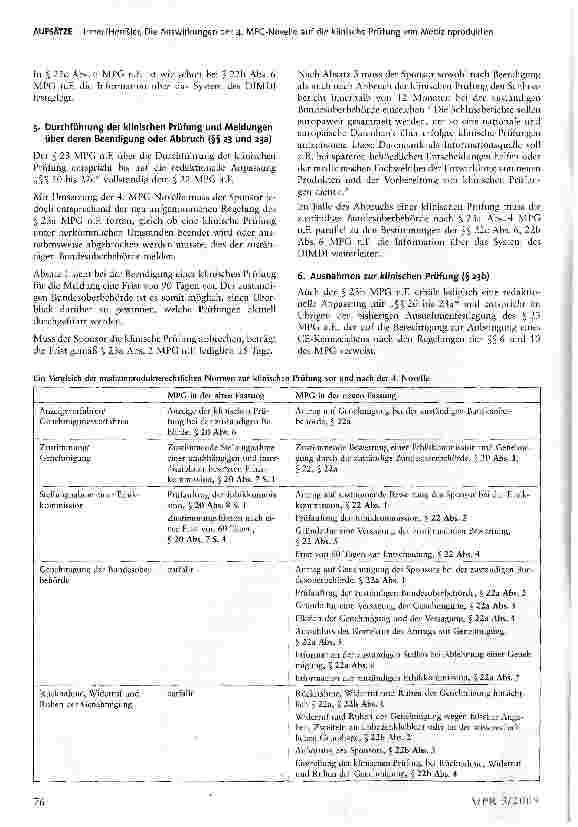 Vorschauseite 4: Die Auswirkungen der 4. MPG-Novelle auf die klinische Prüfung von Medizinprodukten