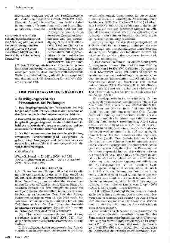 Vorschauseite 1: ZUM PERSONALVERTRETUNGSRECHT Beteiligungsrecht des Personalrats bei Prüfungen
