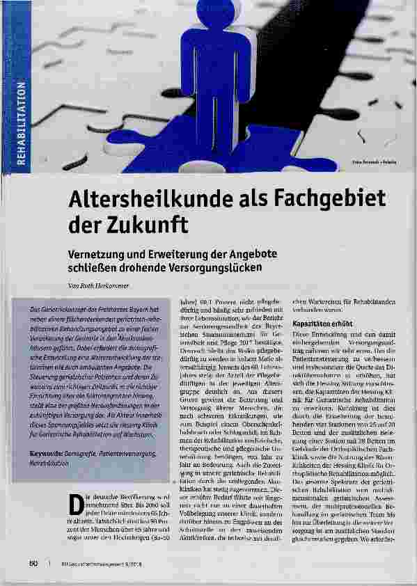 Vorschauseite 1: Altersheilkunde als Fachgebiet der Zukunft