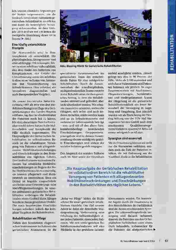 Vorschauseite 2: Altersheilkunde als Fachgebiet der Zukunft