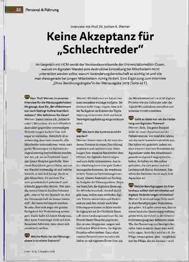 Vorschauseite 1: Keine Akzeptanz für „Schlechtreder