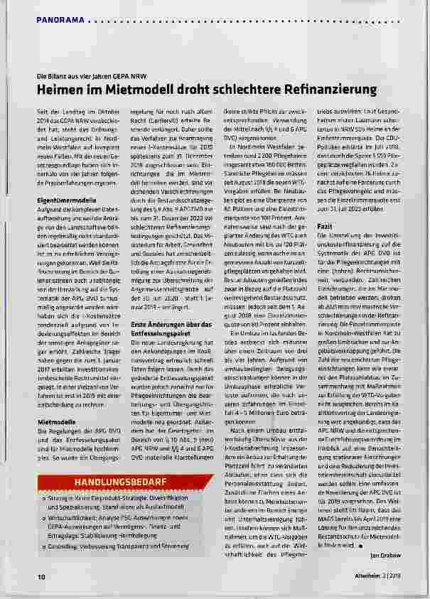 Vorschauseite 1: Heimen im Mietmodell droht schlechtere Refinanzierung