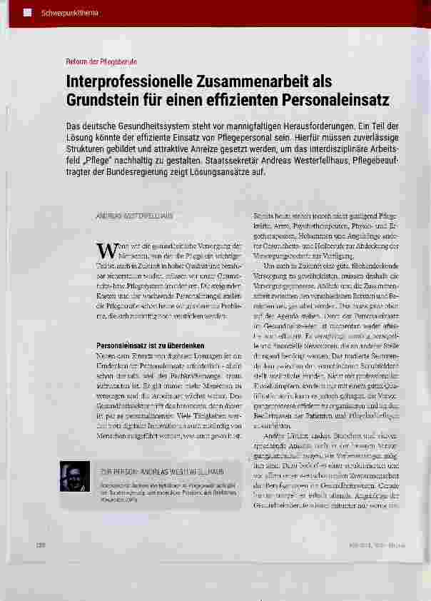 Vorschauseite 1: Interprofessionelle Zusammenarbeit als Grundstein für einen effizienten Personaleinsatz