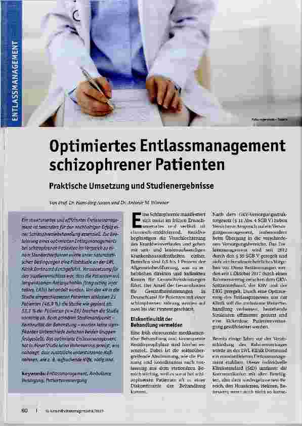 Vorschauseite 1: Optimiertes Entlassmanagement schizophrener Patienten