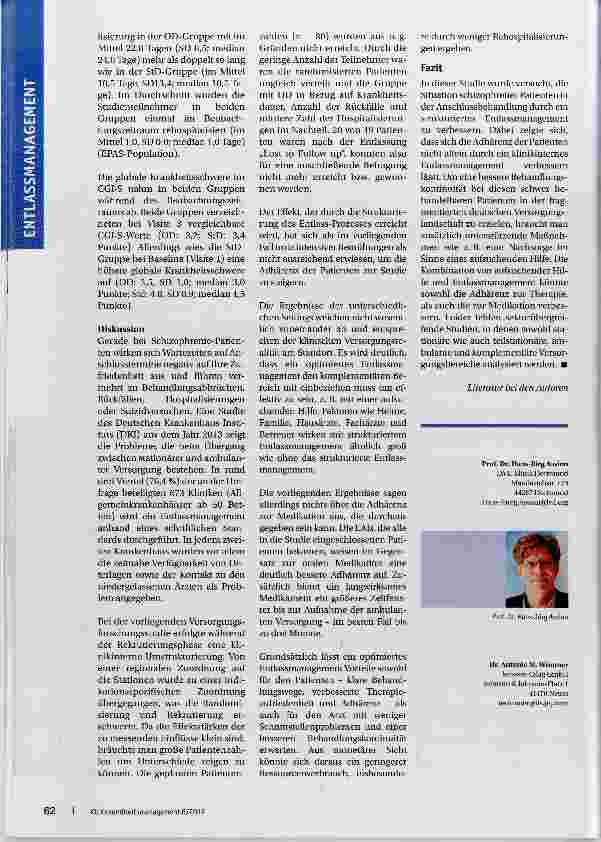 Vorschauseite 3: Optimiertes Entlassmanagement schizophrener Patienten