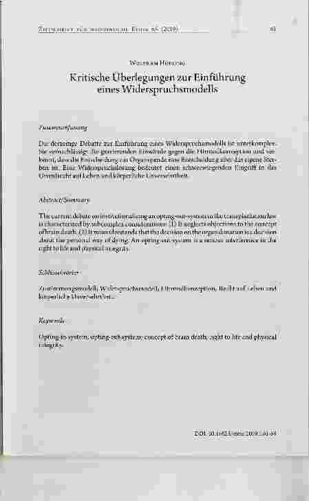 Vorschauseite 1: Kritische Überlegungen zur Einführung eines Widerspruchsmodells