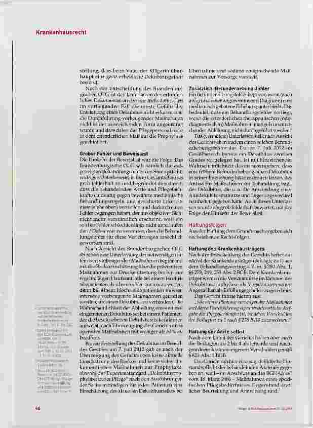 Vorschauseite 3: Die ärztliche Verantwortung für die Dekubitusprophylaxe