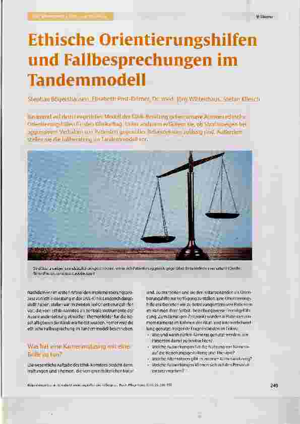 Vorschauseite 1: Ethische Orientierungshilfen und Fallbesprechungen im Tandemmodell