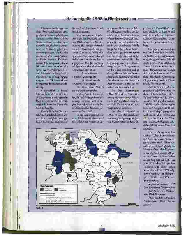 Vorschauseite 1: Heimentgelte 1998 in Niedersachsen
