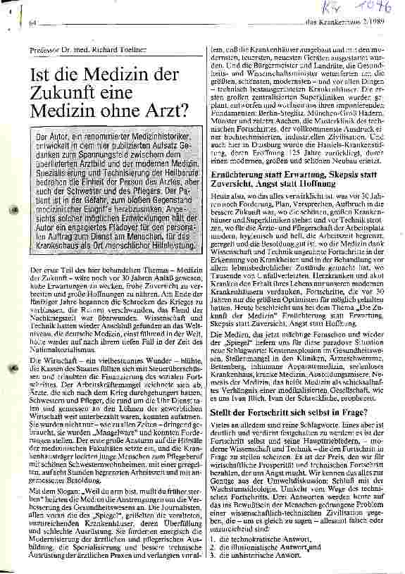 Vorschauseite 1: Ist die Medizin der Zukunft eine Medizin ohne Arzt?