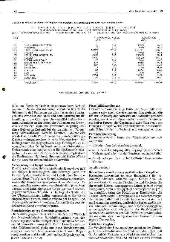 Vorschauseite 4: Einzugsgebietsstatistik der Göttinger Universitätskliniken