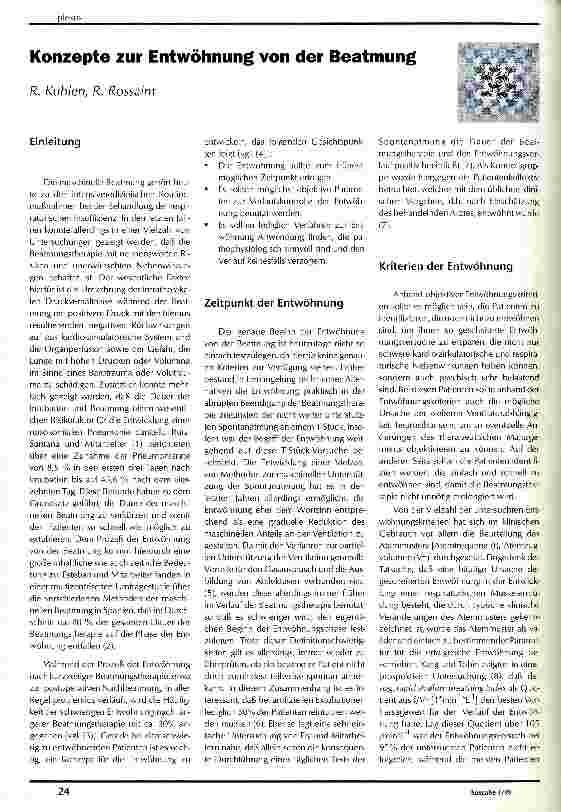 Vorschauseite 1: Konzepte zur Entwöhnung von der Beatmung