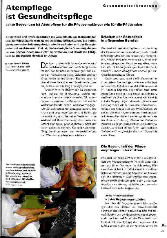 Vorschauseite 1: Atempflege ist Gesundheitspflege Echte Begegnung ist Atempflege für die Pflegeempfänger wie für die Pflegenden