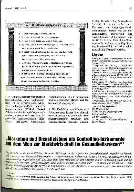 Vorschauseite 1: Marketing und Dienstleistung als Controlling-Instrumente auf dem Weg zur Marktwirtschaft im Gesundheitswesen