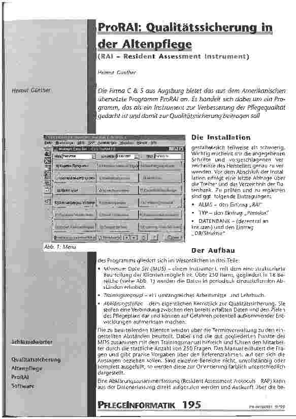 Vorschauseite 1: ProRAI: Qualitätssicherung in der Altenpflege RAI - Resident Assessment Instrument
