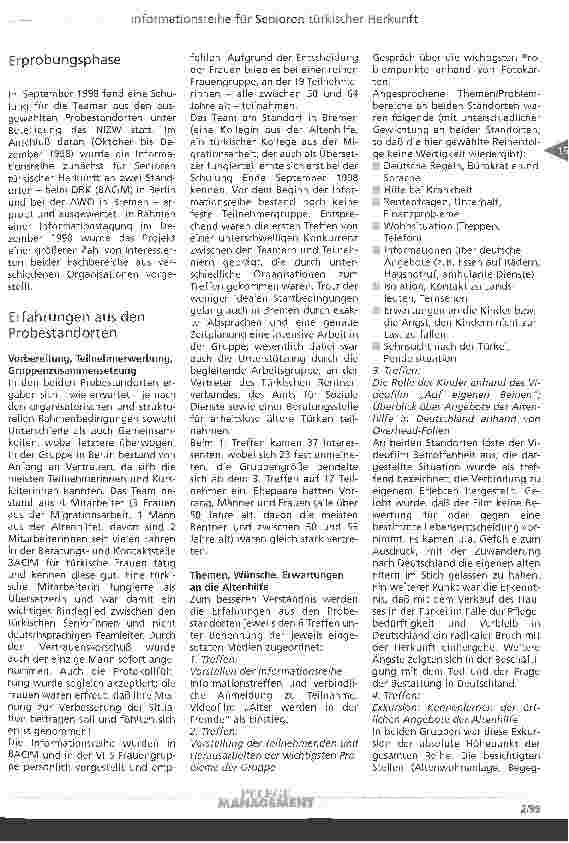 Vorschauseite 5: Erfahrungen mit der Umsetzung einer Informationsreihe für Senioren türkischer Herkunft in Deutschland Wer kümmert sich um mich, wenn ich alt bin?