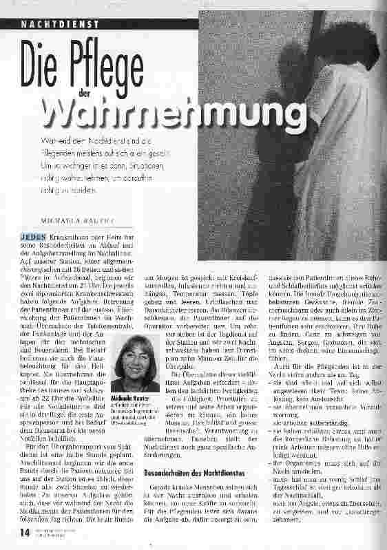 Vorschauseite 1: Die Pflege der Wahrnehmung Nachtdienst