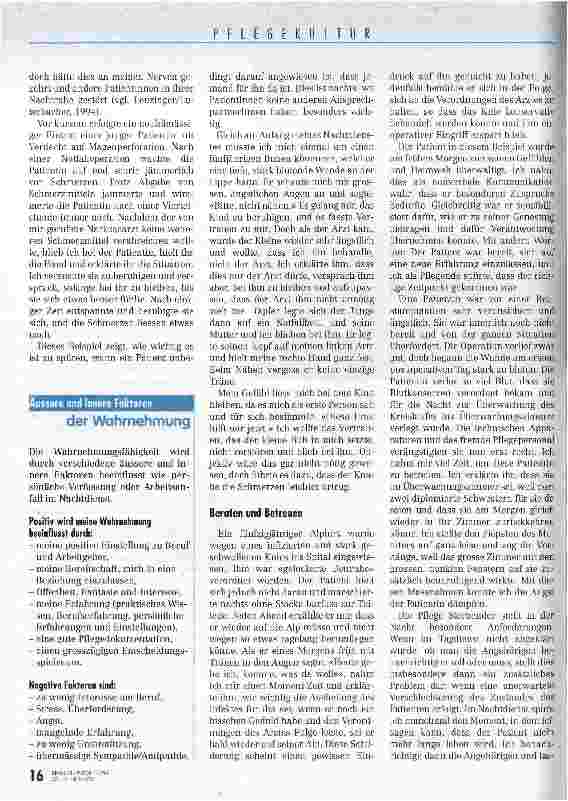 Vorschauseite 3: Die Pflege der Wahrnehmung Nachtdienst