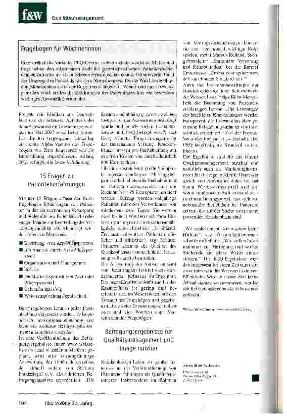 Vorschauseite 2: Patientenerfahrungen als Qualitätsmerkmal