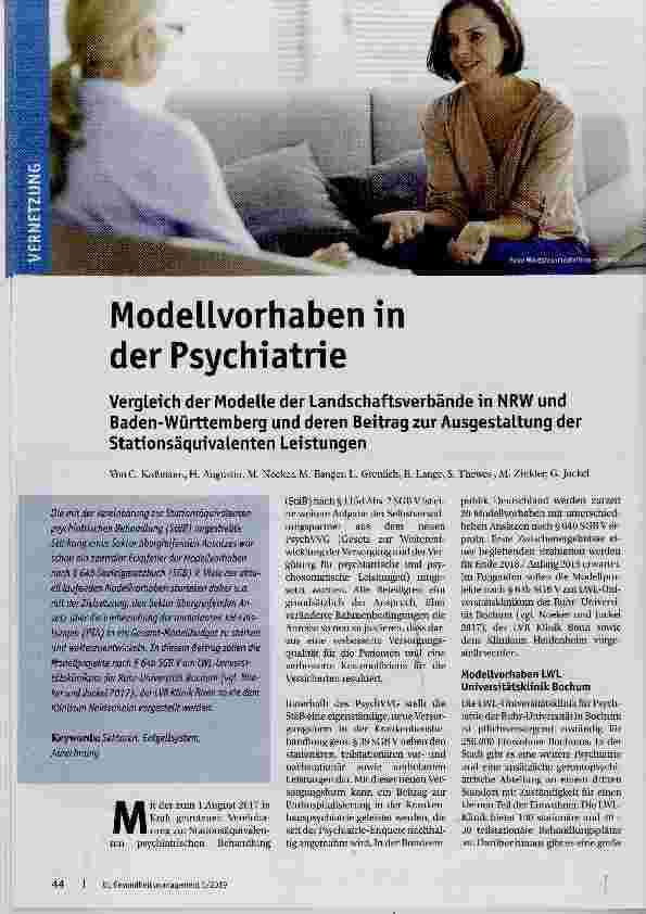Vorschauseite 1: Modellvorhaben in der Psychiatrie