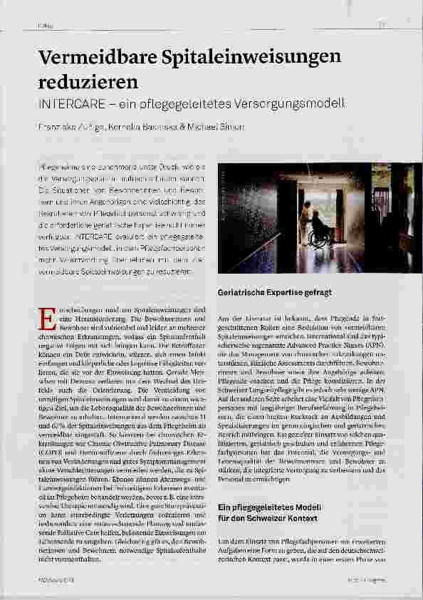 Vorschauseite 1: Vermeidbare Spitaleinweisungen reduzieren