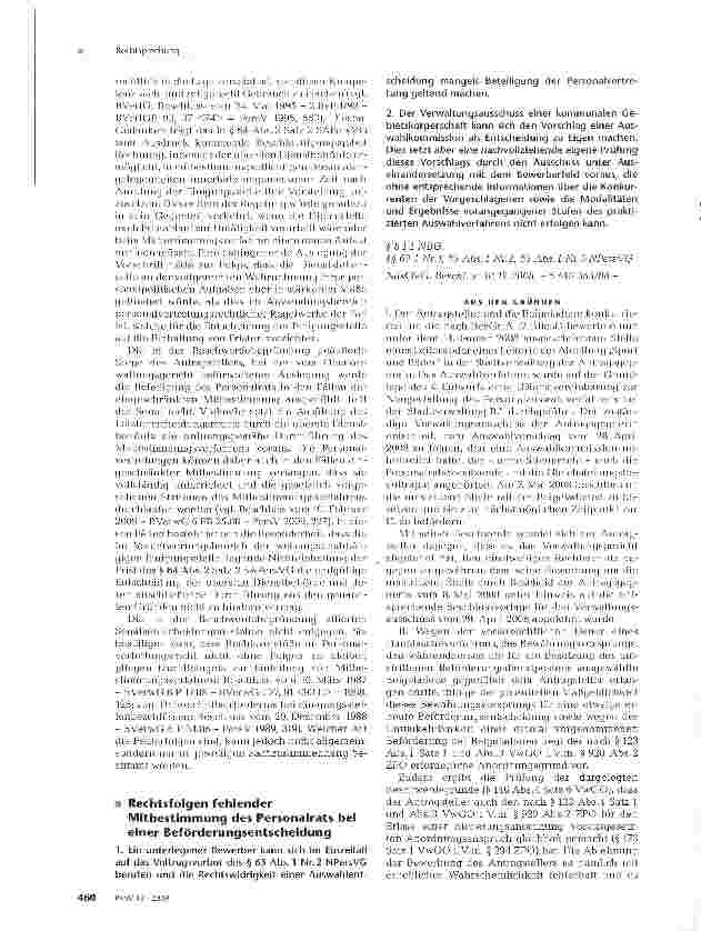 Vorschauseite 1: Mitbestimmung des Personalrats bei einer Beförderungsentscheidung