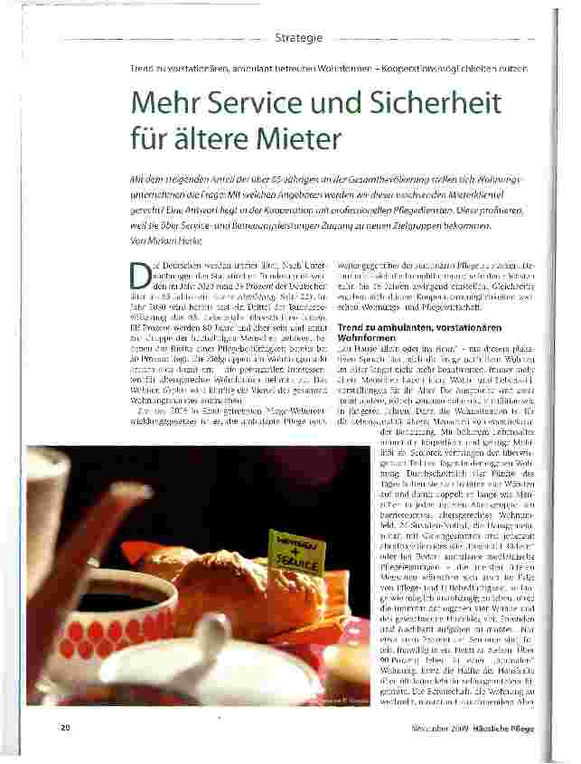 Vorschauseite 1: Mehr Service und Sicherheit für ältere Mieter