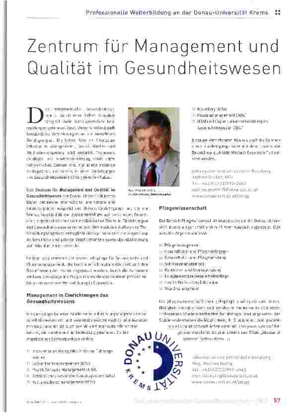Vorschauseite 1: Zentrum für Management und Qualität im Gesundheitswesen