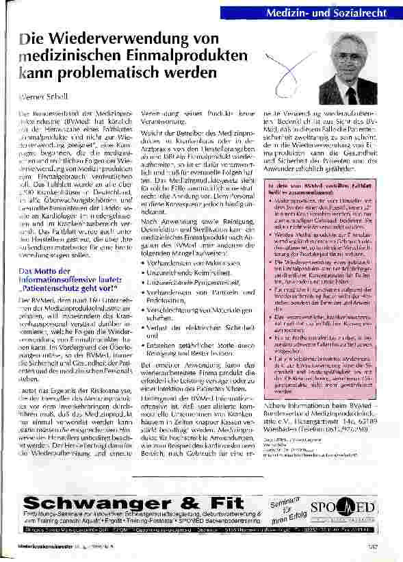 Vorschauseite 1: Die Wiederverwendung von medizinischen Einmalprodukten kann problematisch werden