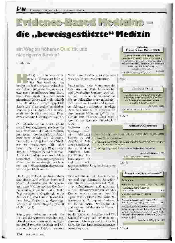 Vorschauseite 1: Evidenc-Based Medicine die beweisgestützte Medizin Ein Weg zu höherer Qualität und niedrigeren Kosten?