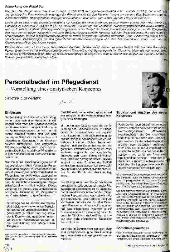Vorschauseite 1: Personalbedarf im Pflegedienst -Vorstellung eines analytischen Konzepts