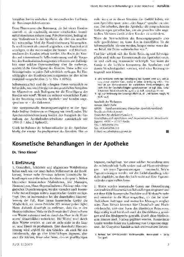 Vorschauseite 1: Kosmetische Behandlungen in der Apotheke