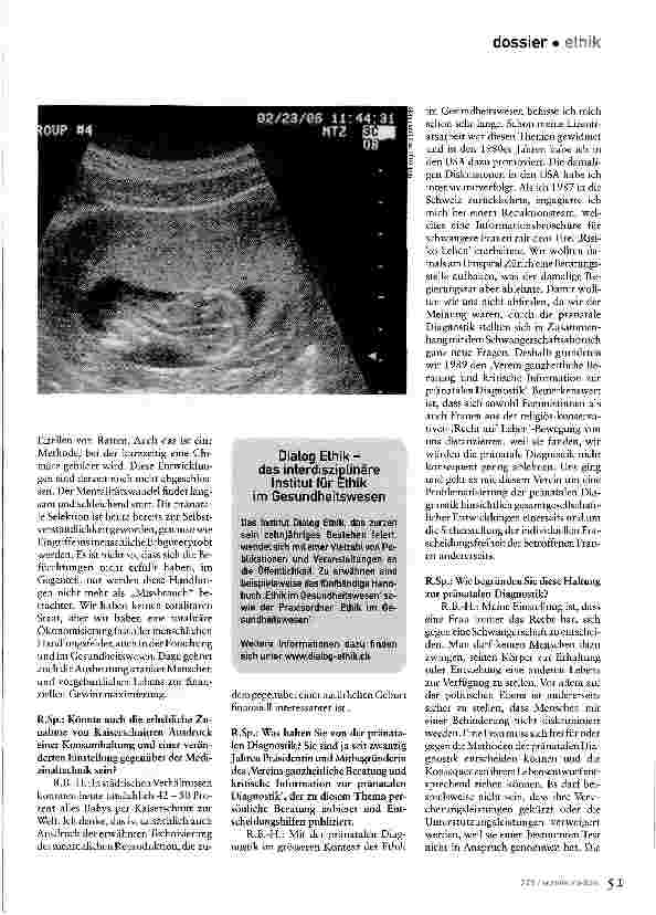 Vorschauseite 4: Menschenwürde in der PraxisGespräch mit der Ethikerin Ruth Baumann-Hölzle
