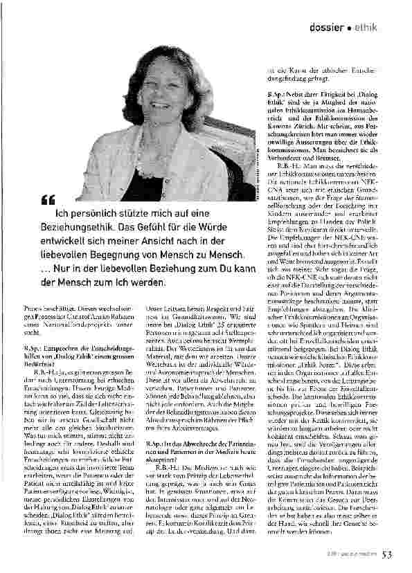 Vorschauseite 6: Menschenwürde in der PraxisGespräch mit der Ethikerin Ruth Baumann-Hölzle