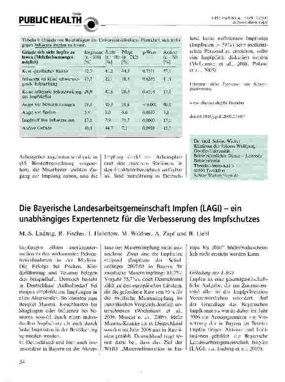 Vorschauseite 3: Influenza-Impfung und medizinisches Personal - Diskrepanz zwischen offiziellen Empfehlungen und Impfraten