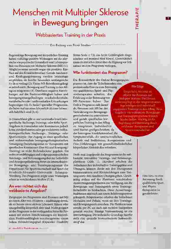 Vorschauseite 2: Menschen mit Multipler Sklerose in Bewegung bringen Webbasiertes Training in der Praxis