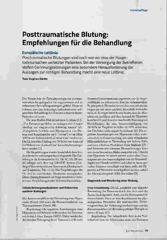 Vorschauseite 2: Posttraumatische Blutung: Empfehlungen für die Behandlung