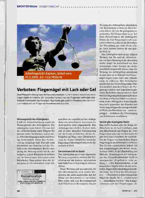 Vorschauseite 1: Verboten: Fingernägel mit Lack oder Gel
