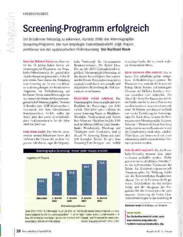Vorschauseite 1: Screening-Programm erfolgreich