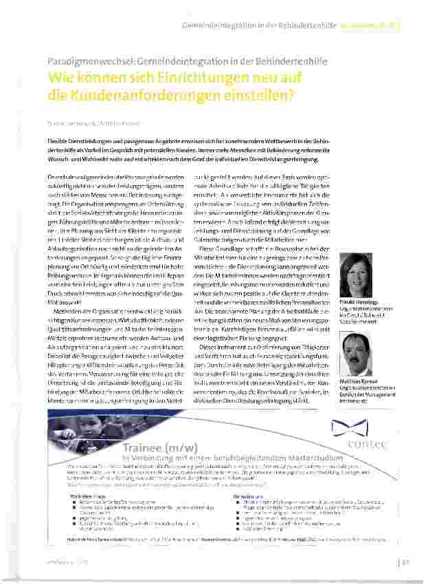 Vorschauseite 1: Paradigmenwechsel: Gemeindeintegration in der Behindertenhilfe
