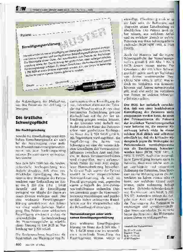 Vorschauseite 3: Unbezahlte Patientenrechnungen und ärztliche Schweigepflicht