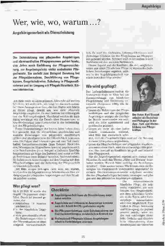 Vorschauseite 1: Wer,wie, wo, warum....? Angehörigenarbeit als Dienstleistung