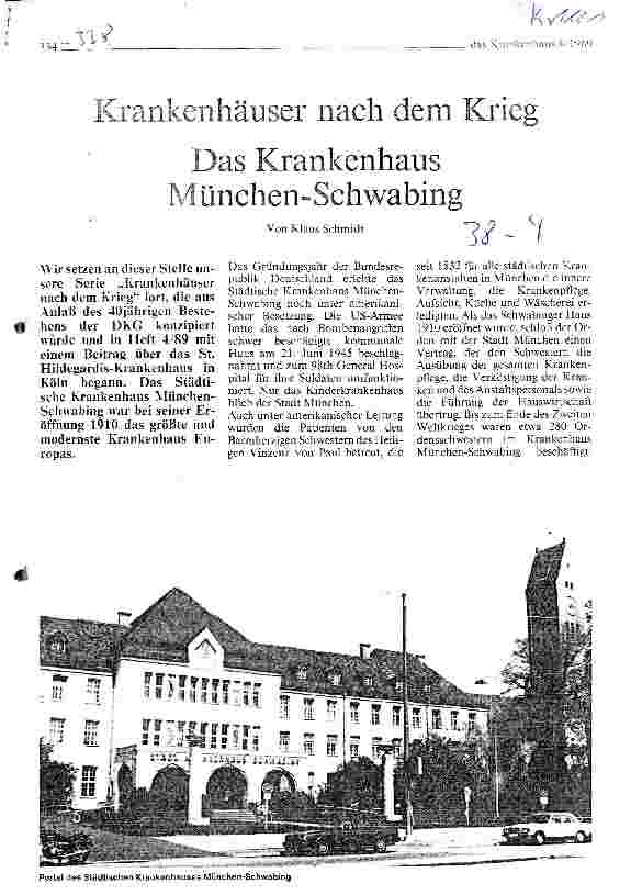 Vorschauseite 1: Krankenhäuser nach dem Krieg Das Krankenhaus München-Schwabing