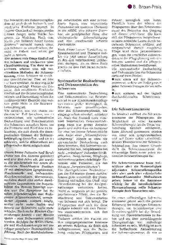 Vorschauseite 2: B. Braun-Preis 98 Möglichkeiten und Grenzen der Schmerztherapie