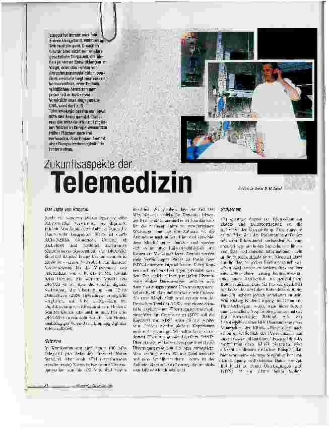 Vorschauseite 1: Zukunftsaspekte der Telemedizin