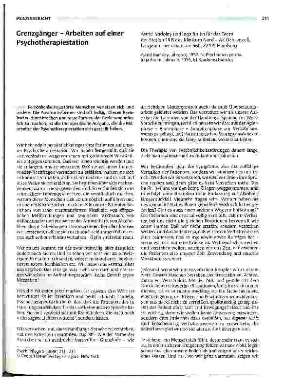 Vorschauseite 1: Grenzgänger - Arbeiten auf einer Psychotherapiestation