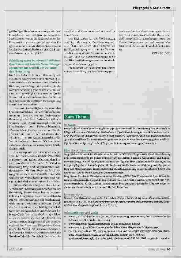 Vorschauseite 2: Maßnahmen zur Qualitätssicherung in der 24-Stunden Betreuung