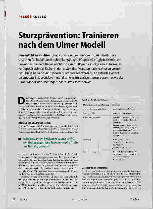 Vorschauseite 1: Sturzprävention: Trainieren nach dem Ulmer Modell